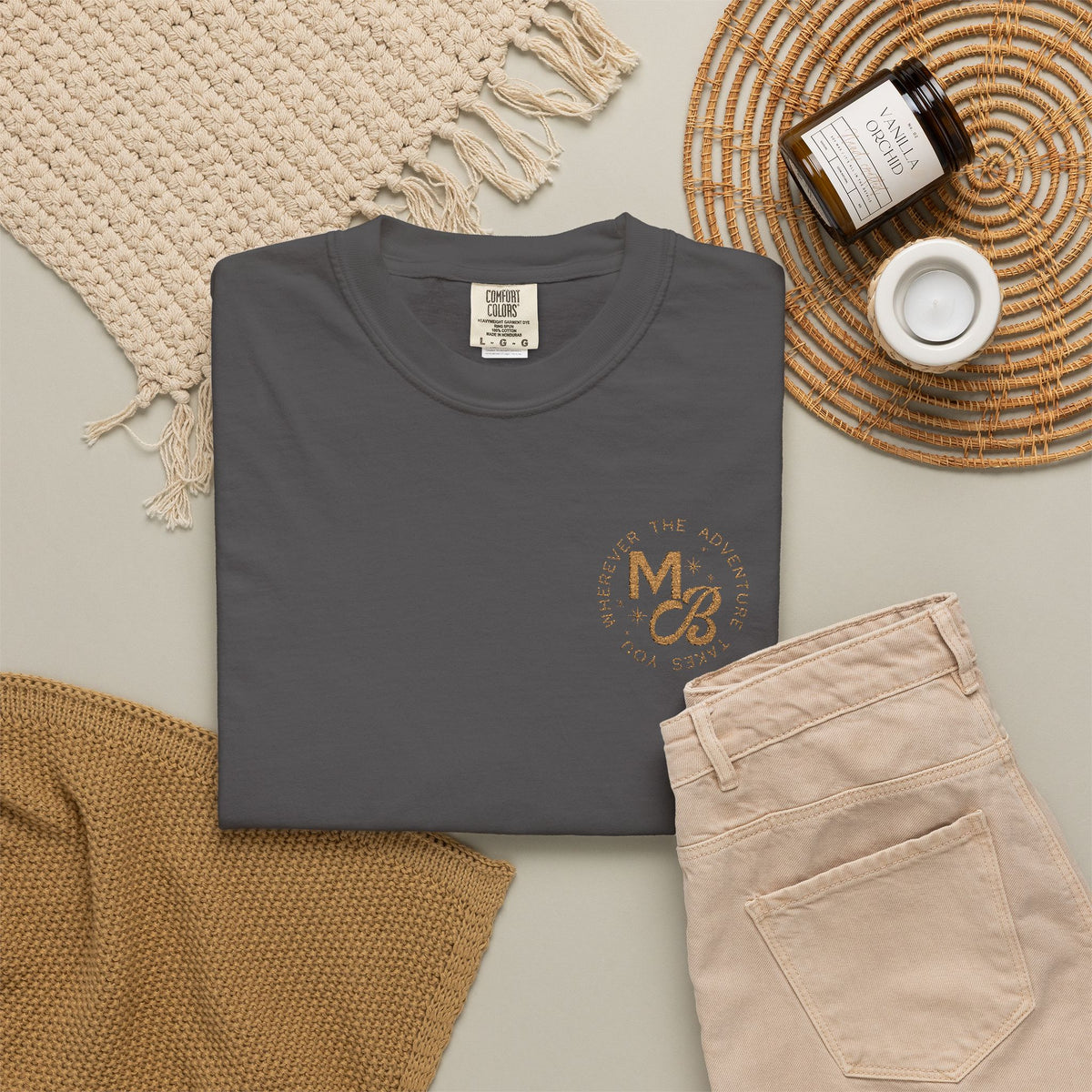 MB Embroidered Tee - Grey/Bronze