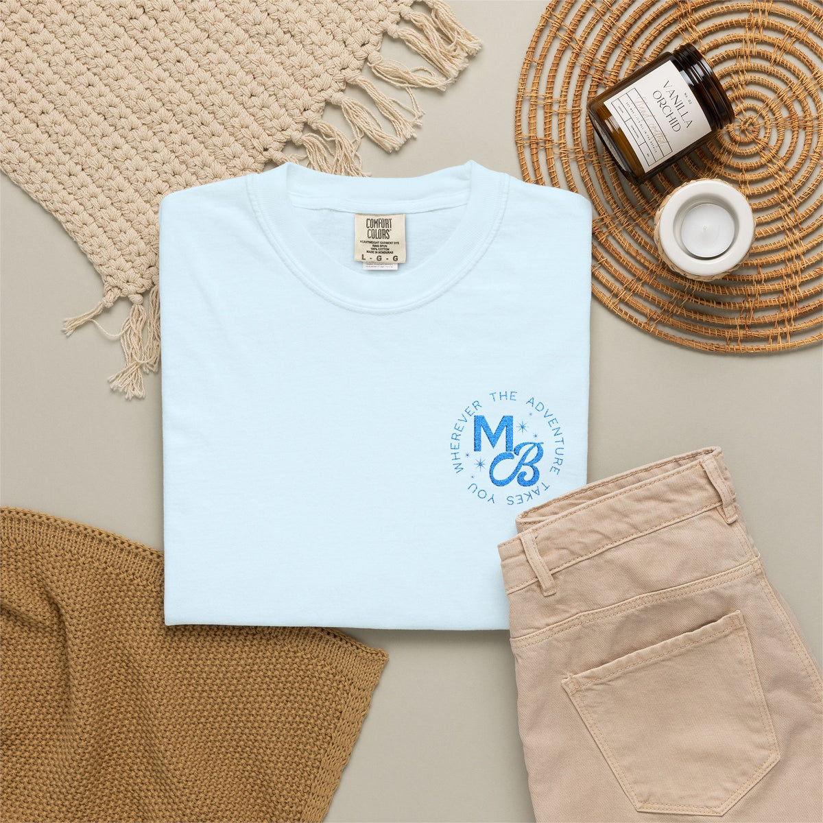 MB Embroidered Tee - Blue/Blue