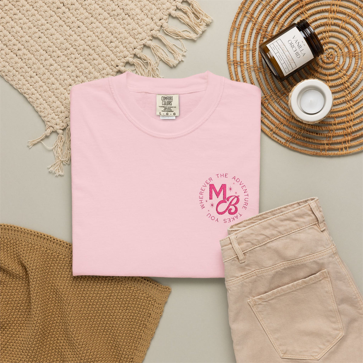 MB Embroidered Tee - Pink/Pink