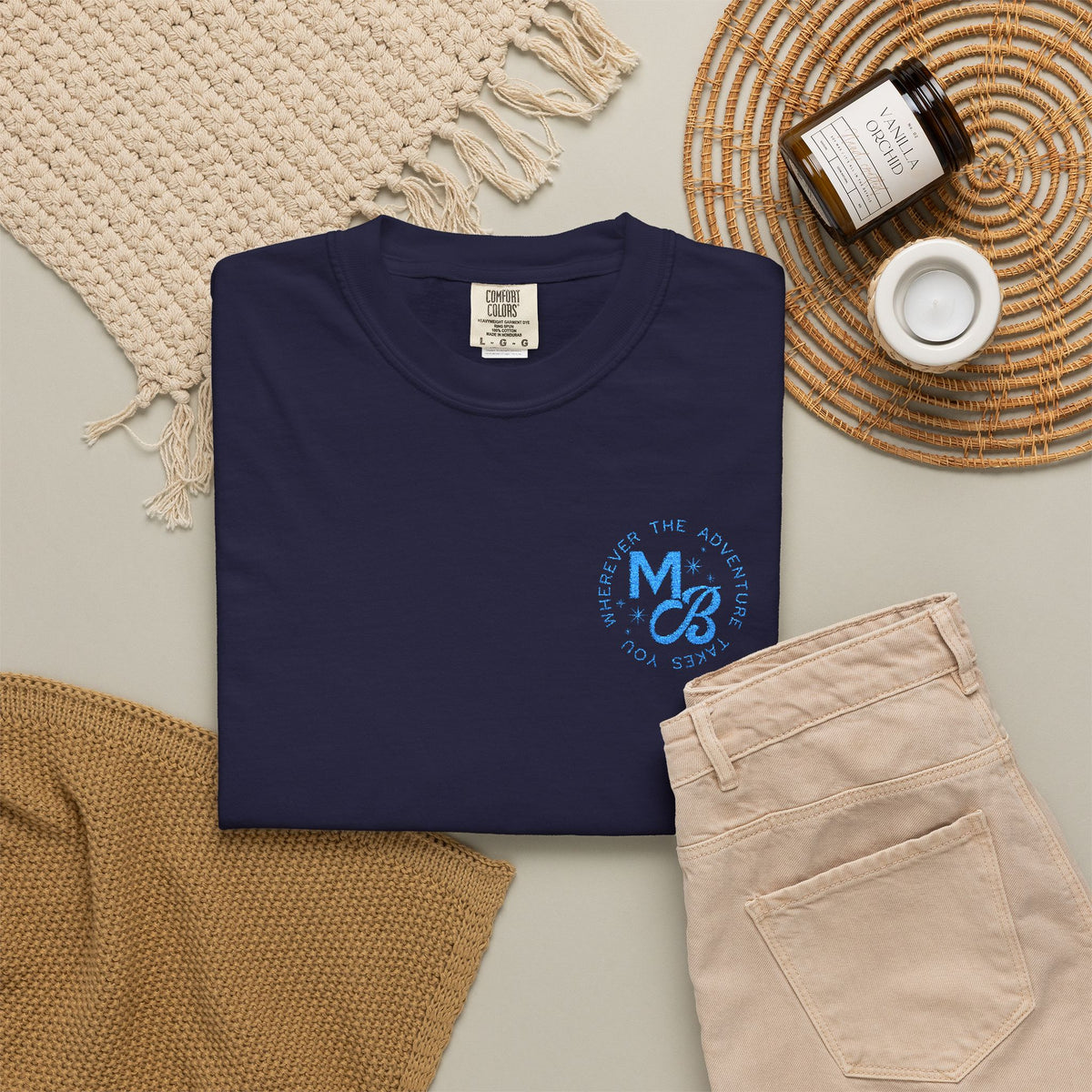 MB Embroidered Tee - Navy/Blue